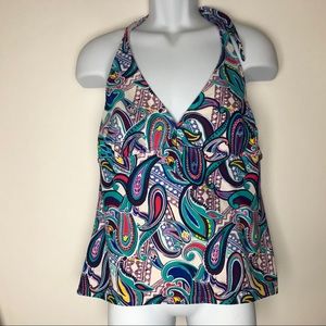 Catalina Swim Halter‎ Top Colorful Paisley Women's XL 16-18